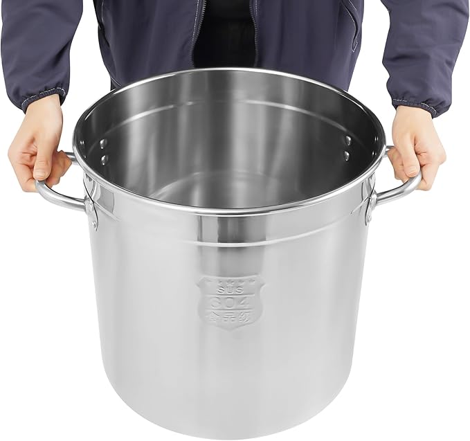 33L/34.8Qt Commercial Large Stock Pot with Lid,Nickel Free Stainless Steel Cookware Healthy Polished Stockpots, Induction Soup Pot for Cooking Home Use