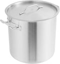 Large Stock Pot with Lid, Stainless Steel Cookware Stockpot, 26.4 Quart Heavy Duty Soup Pot with 2 Handles, All Stoves Compatible, Fast and Uniform Heating