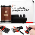 Rolling Knife Sharpener Kit with Diamond & Ceramic Disc Tumbler Knife Sharpener -+ Magnetic Base for Kitchen Knives with 15° & 20° Angles - Sharpening Kit - Sharpeners