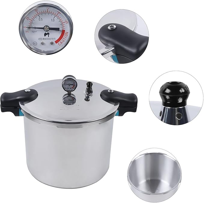 22L/23Qt Aluminium Alloy Pressure Pot, Thickened Pressure Cooker Family Pressure Cookers Super Safety Lock Devices for Everyday1-30 People Use