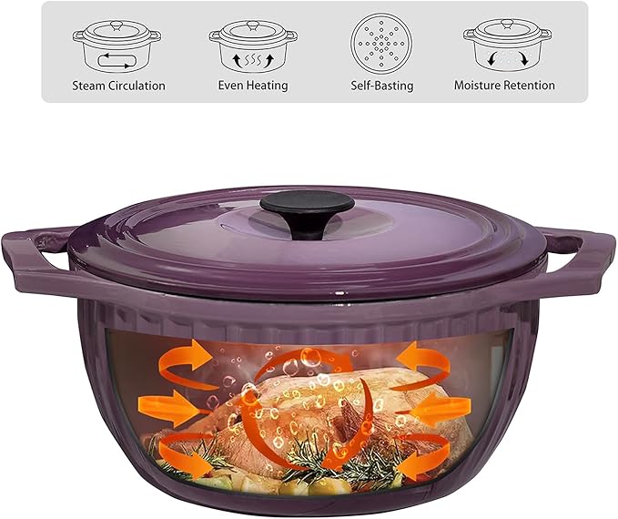 5 qt Enameled Cast Iron Dutch Oven Pot with Lid, Cast Iron Cookware, 5 qt dutch oven, enamel cookware (Fig Color)