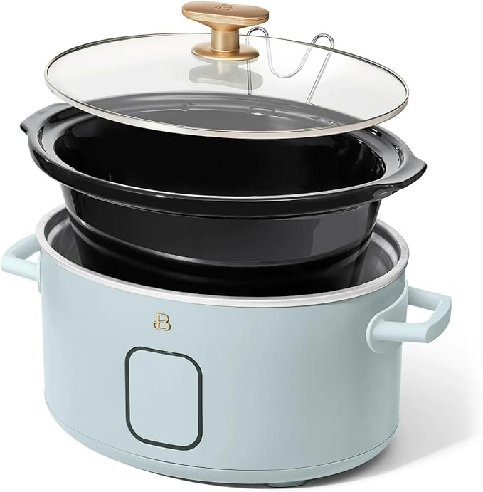 Beautiful 6 Qt Programmable Slow Cooker with Touch Control, Digital Timer and Keep Warm Function – Large Electric pot Capacity Kitchen Appliance by Drew-Barrymore (Hydrangea)