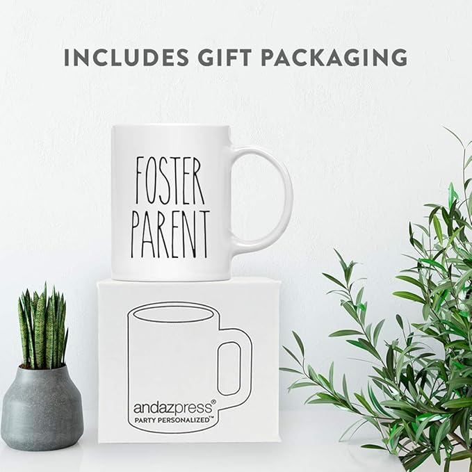 Andaz Press Simple Rustic Farmhouse Kitchen Decor 11oz. Ceramic Coffee Tea Mug Gift, Foster Parent, 1-Pack, Birthday Christmas Gift Ideas for Family, Friends