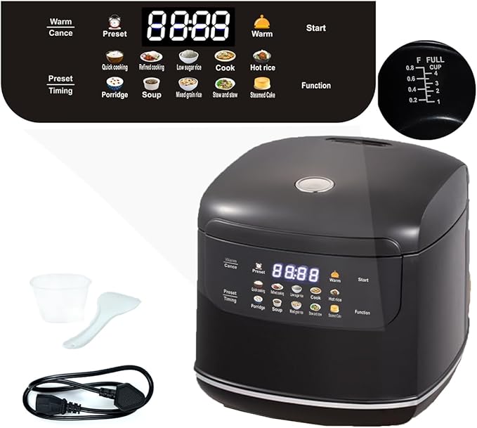 Mini Protable Smart Rice Cooker,2L,5 Cups Cooked/3 Cups Uncooked, 400W Non-Stick Rice Maker, 24 hours Timer Delay,10 Functions,Fast Cooker