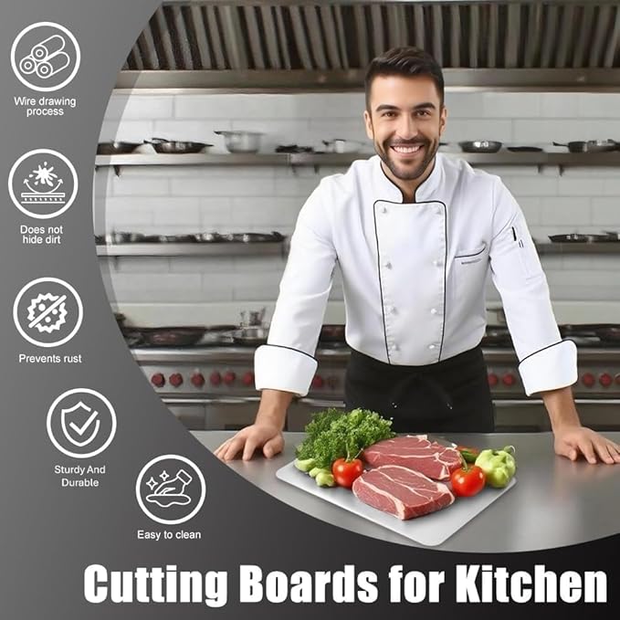 Titanium Cutting Board for Kitchen — 100% Pure Titanium, Double‑Sided Chopping Board — Durable, Non‑Toxic, Hygienic, Dishwasher‑Safe & Scratch‑Resistant Cutting Board — (13.5" x 9" in)