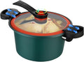 Micro Pressure Cooker, 22cm 3.5L Small Pot with Lock Handles & Lid, Mini Pressure Cooking Pot, Non-stick Stockpot for Gas, Induction, Electric Stoves (Green)