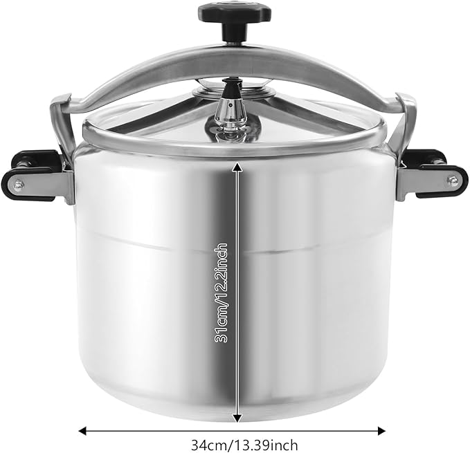 31.7 Quart Aluminum Pressure Cooker Cooking Pressure Canner 2 Safety Valves 5 PSI Large Capacity Canning Pot Cooker Pot for Kitchens or Commercial Use, Open-Flame Type Stoves