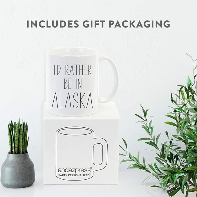 Andaz Press U.S. State 11oz. Coffee Mug Gift, I'd Rather Be in Alaska, 1-Pack, Long Distance College Going Away Study Abroad Birthday Christmas Gifts