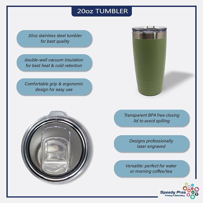 Custom Tumblera Tumblers Travel Mugs Everything Happens for A Reason Inspiration & Motivation Insulated Drinkware Stainless-Steel 20 Oz Forest Green Personalized Text Here