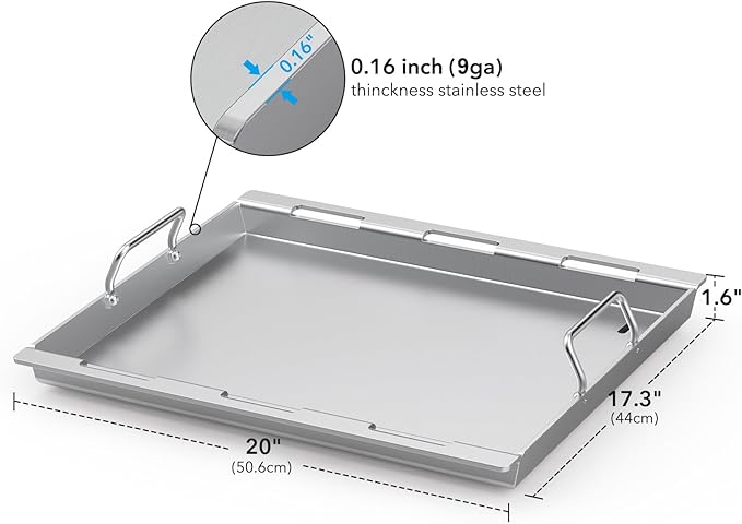 Stanbroil Full Size Griddle Insert for Weber Spirit 200 Series Gas Grill, Stainless Steel Flat Top Griddle for Weber Spirit I & II S-210 E-210 E-215 E-220