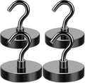 MIKEDE Magnetic Hooks, 170LB Super Strong Magnet Hooks Heavy Duty for Cruise Essentials, Black Neodymium Earth Magnets with Hook for Hanging, Magnetic Metal Hanger for Fridge, Toolbox - 4 Pack