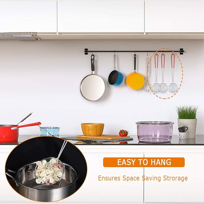 8 Pieces Stainless Steel Spider Strainer Spoon Small Wire Skimmer Colander with Handle for Hot Pot, Tortellini and Meatball