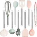COOK WITH COLOR Silicone Cooking Utensils, Kitchen Utensil Set, Easy to Clean Silicone Kitchen Utensils, Cooking Utensils for Nonstick Cookware, Kitchen Gadgets Set, 10 Pieces, Mint