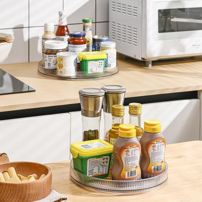 9 Inch Clear Acrylic Lazy Susan Turntable Organizer, Lazy Susan Spice Rack for Kitchen, Pantry Refrigerator,Vanity Bathroom,Spice Rack,Makeup Storage,Cabinet Countertop Organizing.