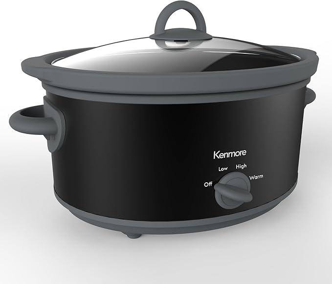 Kenmore 5 Quart Slow Cooker - Crock pot with Programmable Settings,Digital Controls, Large Capacity for Family Meals, Dishwasher-Safe Stoneware, Warm Rice & Sous Vide Stew
