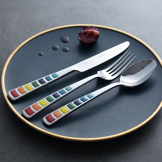 Unique Colorful Silverware Set for 4, Modern Stainless Steel Flatware Cutlery Tableware Utensil Set Knives Forks Spoons,Dinnerware Sets for Christmas Party Kitchen Wedding Gifts 16-piece