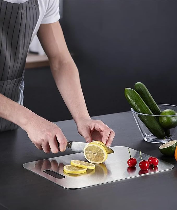 Cutting Board Set of 3, 100% Pure Titanium Cutting Boards for Kitchen, 2025 New Stainless Steel Cutting Boards, Scratch & Rust Resistant, Non-Slip Surface for Meat Vegetables Fruit, Easy Clean (3)