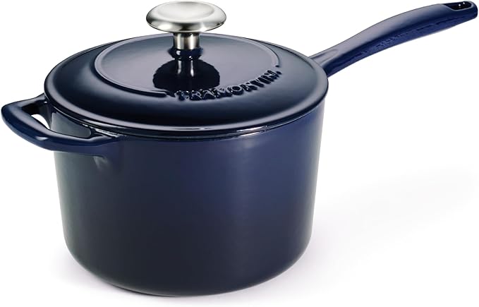 Tramontina Bestow Enameled Cast Iron Sauce Pan with Lid, 2.5-quart, Blue