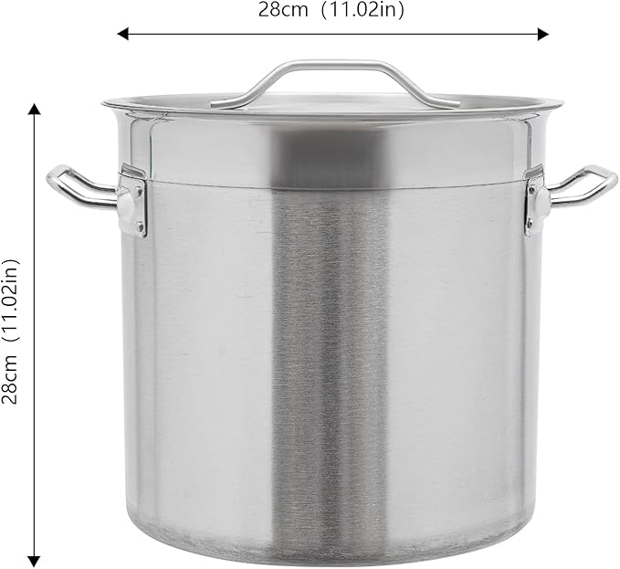 17L/17.9Qt Commercial Large Stock Pot with Lid,Nickel Free Stainless Steel Cookware Healthy Polished Stockpots, Induction Soup Pot for Cooking Home Use