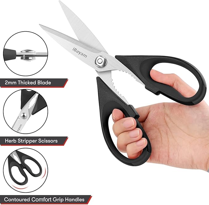 Kitchen Christmas Gifts Set, iBayam All Purpose Kitchen Scissors with Protective Sheath, Housewarming Gifts for New Home, Wedding Gifts for Couples 2025, Bridal Shower Gifts, Birthday Gifts for Women