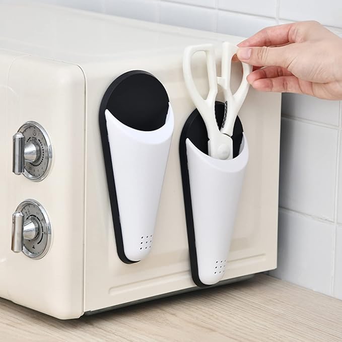 Scissor Holder with Magnetic Adsorption & Draining Holes Design, Detachable Refrigerator Scissors Storage Box Scissor Organizer for Kitchen Organization Scissor Block without Scissor Black