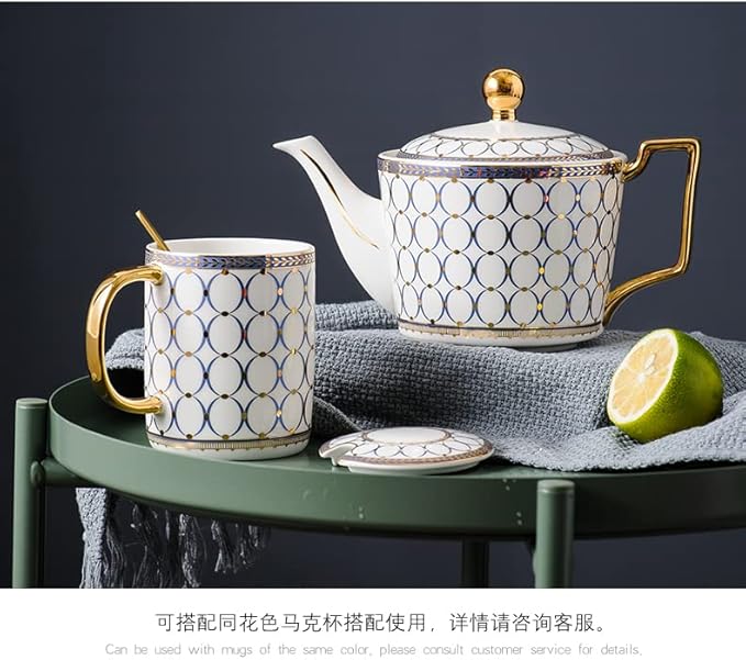 CWLWGO- Royal Teapot,European style Ceramic Tea Pot, Blooming & Loose Leaf Teapot - 24 Ounce,Not included Removable Stainless Steel Infuser.