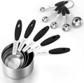 Measuring Cups and Magnetic Measuring Spoons Set of 10 Piece Nesting Metal Measuring-Cups Set Soft Silicone Handles for Dry and Liquid Ingredients Cooking and Baking