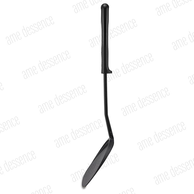 AME D'ESSENCE Turner Round Solid Spatula 12 inch Black Nylon 410ºF Heat Resistant Spatula with Ergonomic Handle Kitchen Gadgets for Frying