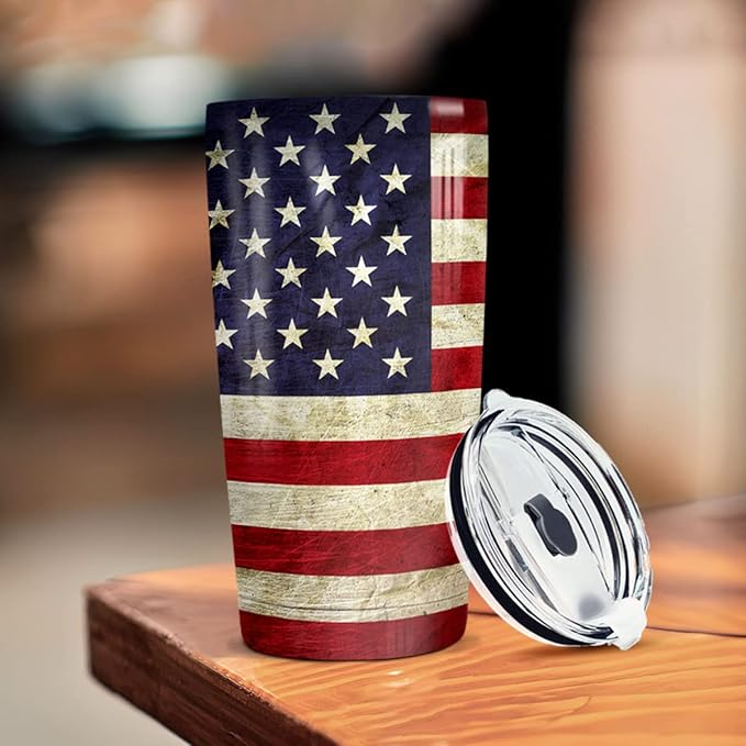 winorax American Flag Tumbler 20oz Stainless Steel Insulated Tumblers 4th Of July Cups With Lids Coffee Travel Mug Cup For Men Boys Dad Grandpa Fathers Day