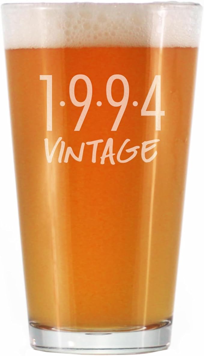 Bevvee Vintage 1994 Pint Glass for Beer - 31st Birthday Gifts for Men or Women Turning 31 - Fun Bday Party Decor - 16 oz