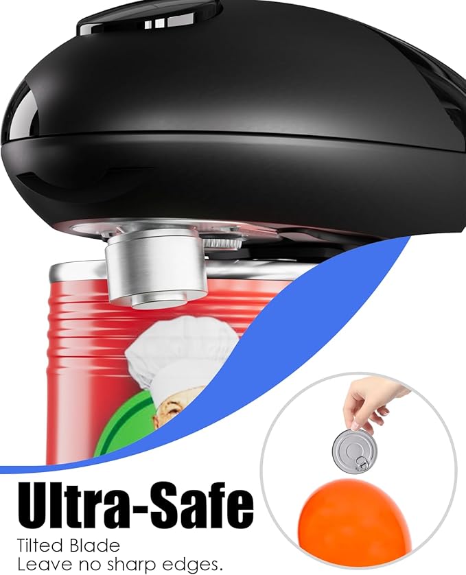 Electric Can Opener for Seniors - One Touch Automatic Kitchen Gadget, Smooth Edge Design for Safety & Arthritis-Friendly Use, Works with All Can Sizes