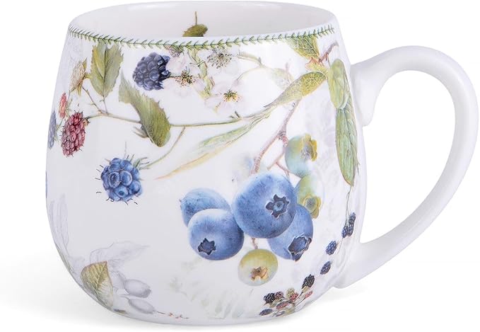 Wild Berries Bone China Big Belly Mug 16.23 fl oz.(480ml) in Gift Box, Coffee Tea Mug