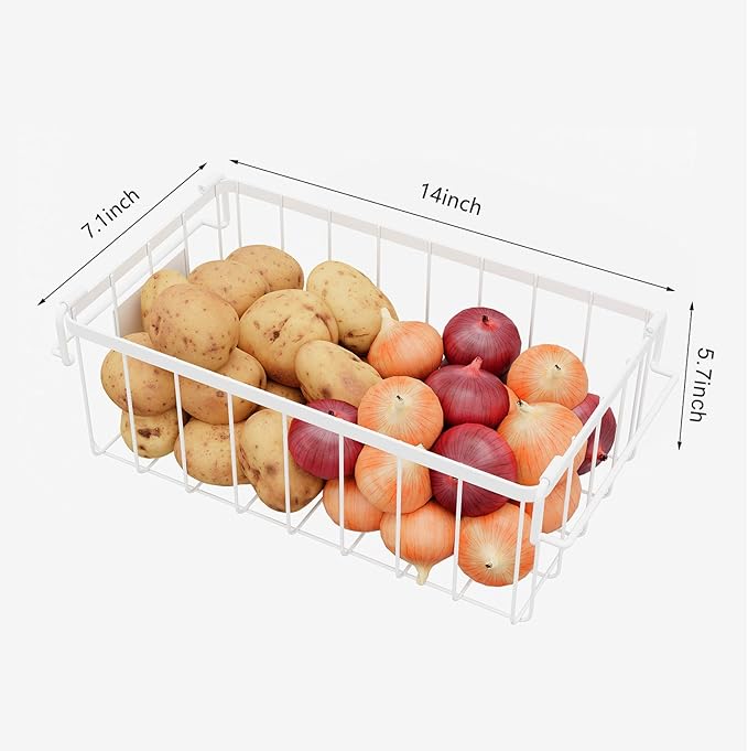 Freezer Storage Organize Baskets - 8 Pack Stackable Deep Freezer Organizer Bins for Most 7 Cu.FT Chest Freezer with Handles, Sturdy but Light, Metal Coated, Add Space, Easy to Reach