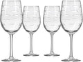 Rolf Glass School of Fish White Wine Glass | 12 ounce Stemmed Set of 4 | Lead-Free Glass | Diamond Wheel Engraved in America
