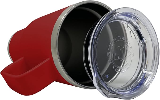 LaserGram 20oz Vacuum Insulated Travel Mug with Handle, Tiki Statue, Personalized Engraving Included (Maroon)