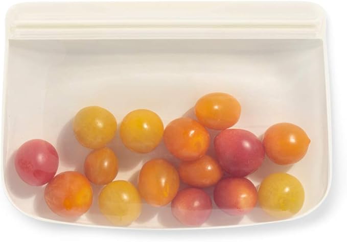 W&P Porter Silicone Reusable Storage Bags, Flat Variety 3 Pack (10oz, 34oz, 46oz), Cream, Food Storage Container, Microwave and Dishwasher Safe, Easy Cleaning