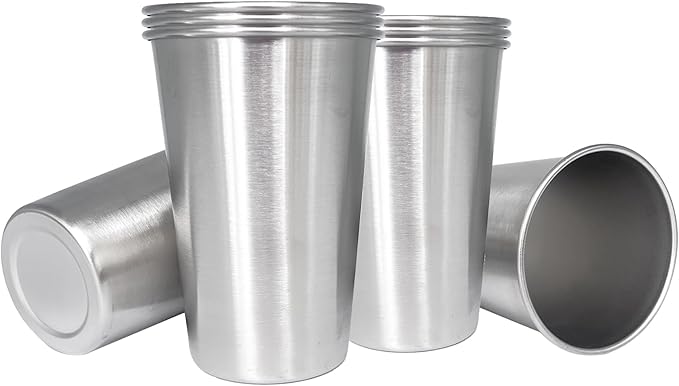 16OZ 8pack Stainless Steel Pint Cups Shatterproof Cup Unbreakable Tumblers -Metal Cups - Stackable Durable cup，Chilling Beer Glasses, for Travel, Outdoor, Camping, Everyday，Restaurant