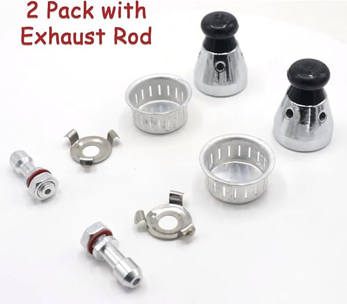 Universal Pressure Relief Jigger Valve Set for Pressure Cookers - 2 Pack with Exhaust Rod, 80KPA Safety Regulator, Anti-clog Design, Sturdy Pressure Control Accessory