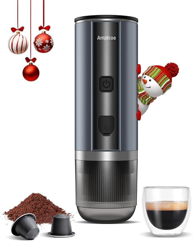 Portable Espresso Maker, 20 Bar Electric Espresso Machine for Travel, Camping, Rechargeable USB-C Mini Coffee Maker for NS Capsule Pods and Ground Coffee, Gray