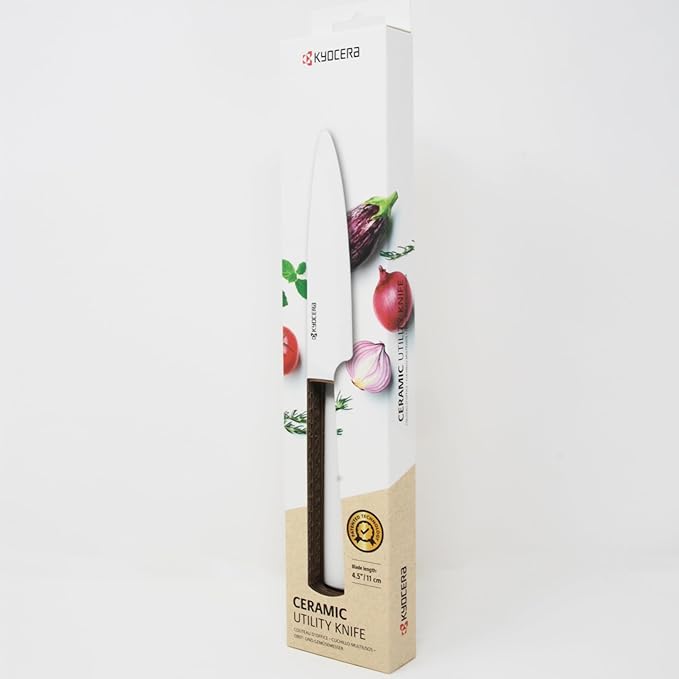Kyocera INNOVATIONwhite 4.5" Ceramic Utility Knife - White Z212 Blade with Non-Slip White Handle