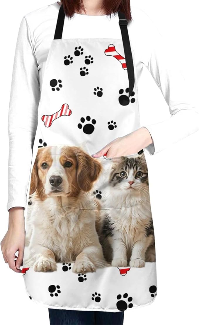 Custom Dog Face Apron for Men Women, Personalized Photo Bib Apron with Pockets, Customized Chef Aprons