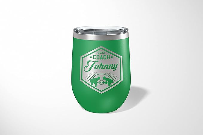 Wrestling Coach gifts, Tumbler, Coach tumbler, Wrestling gifts, Coach Beer glass, Coach gift, Wrestling Coach, Coach gifts, Wrestling Coach (Wrestling Hexagon, Green, 12oz Wine Tumbler)