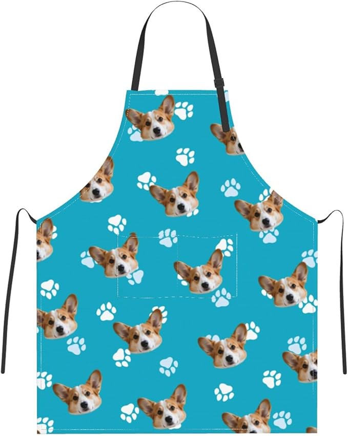 Custom Face Apron for Men Women, Personalized Photo Apron with Pockets, Customized Kitchen Aprons