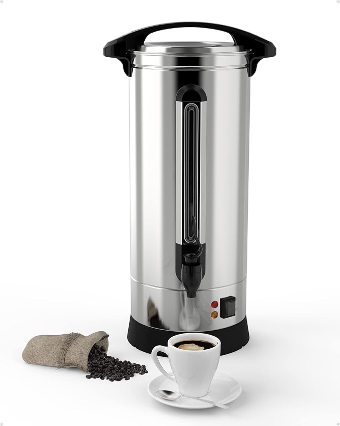 60 Cup Coffee Urn, 10L/2.64Gal Large Capacity Stainless Steel Hot Beverage Dispenser, Fast Brew Rapid Extraction, Auto Temperature Control Faucet, Commercial Coffee Maker for Party Buffet Catering