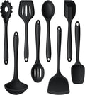 LIANYU 8Pcs Cooking Utensils Set, Heat Resistant Kitchen Utensils, Silicone Utensils Spatula Set for Nonstick Cookware with Spatula, Ladle, Turner, Spoon, Dishwasher Safe, Black