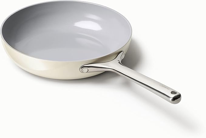 Caraway Nonstick Ceramic Frying Pan (2.7 qt, 10.5") - Non Toxic, PTFE & PFOA Free - Oven Safe & Compatible with All Stovetops (Gas, Electric & Induction) - Cream