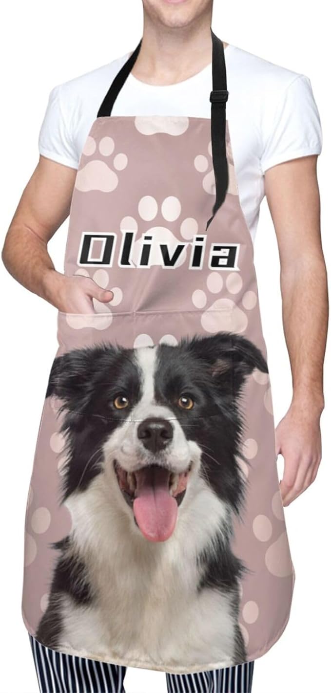Custom Face Apron for Men Women, Personalized Photo Apron with Pockets, Customized Kitchen Aprons