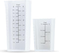 Measuring Cup Set (1 Cup & 3 Cup) – Flexible Silicone Front + Easy-Grip Plastic Back – Precise ml/oz Markings, Heat-Resistant, Easy-Pour Design for Baking & Cooking