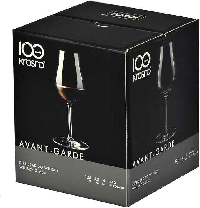 Krosno Brandy & Cognac Snifter Glasses Rum Tasting Gift Set | Set of 4 | 3.7 oz | Avant-garde Collection | For Home, Restaurants & Kitchen | Dishwasher Safe | Lead-Free Crystal Glass