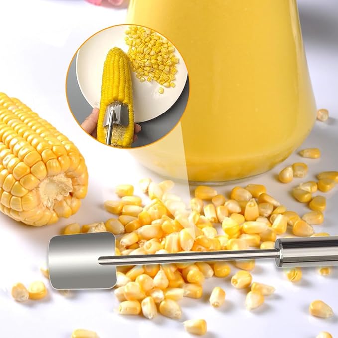 Corn Peeler for Corn on The Cob Stripper Tool, 2025 New Long Handle Stainless Steel Corn Stripper Tool, Quick Corn Kernel Remover Tools for Kitchen Use (Mix)